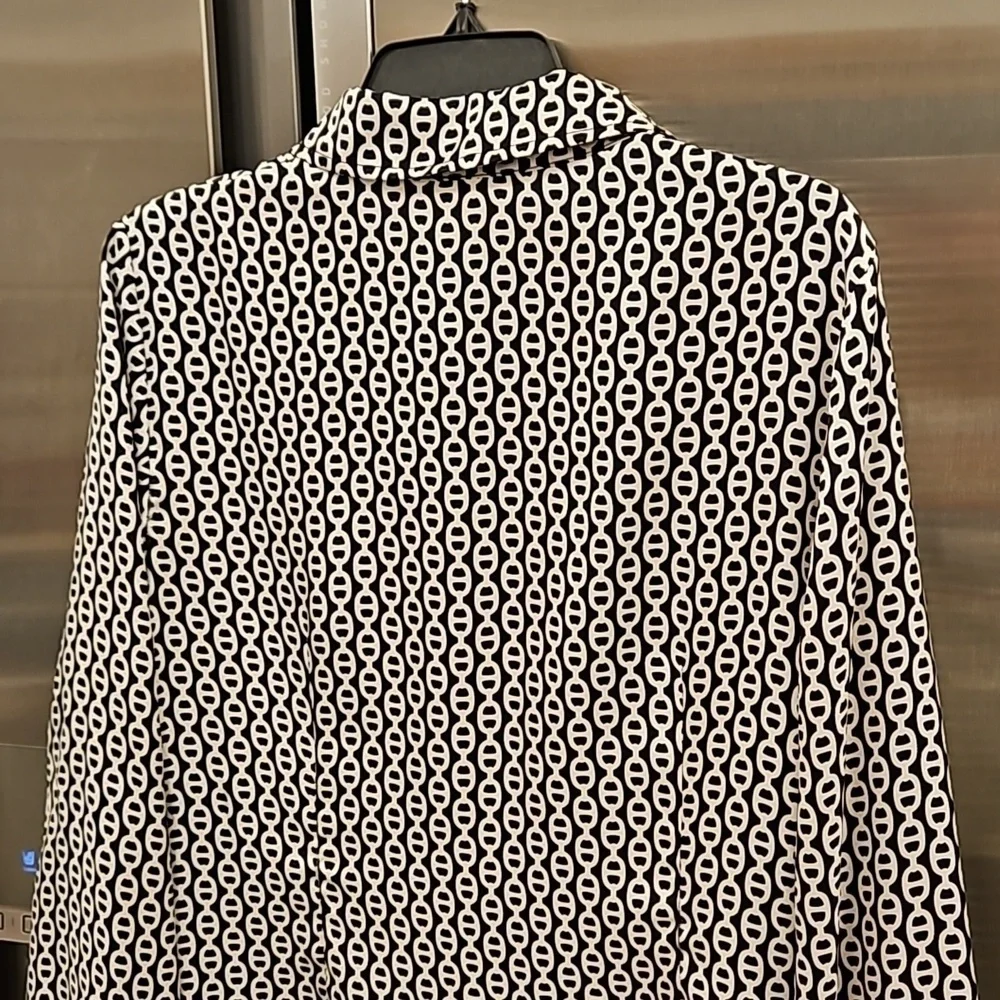 💕TORY BURCH💕 Long Sleeve Button Front Shirt Dress ~ 12 Geometric Chain Print